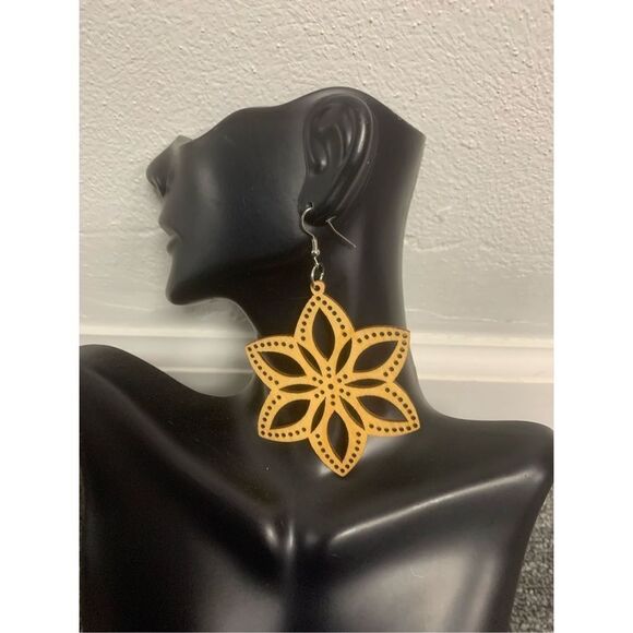 Wooden Statement Earrings  - Picture 1 of 3